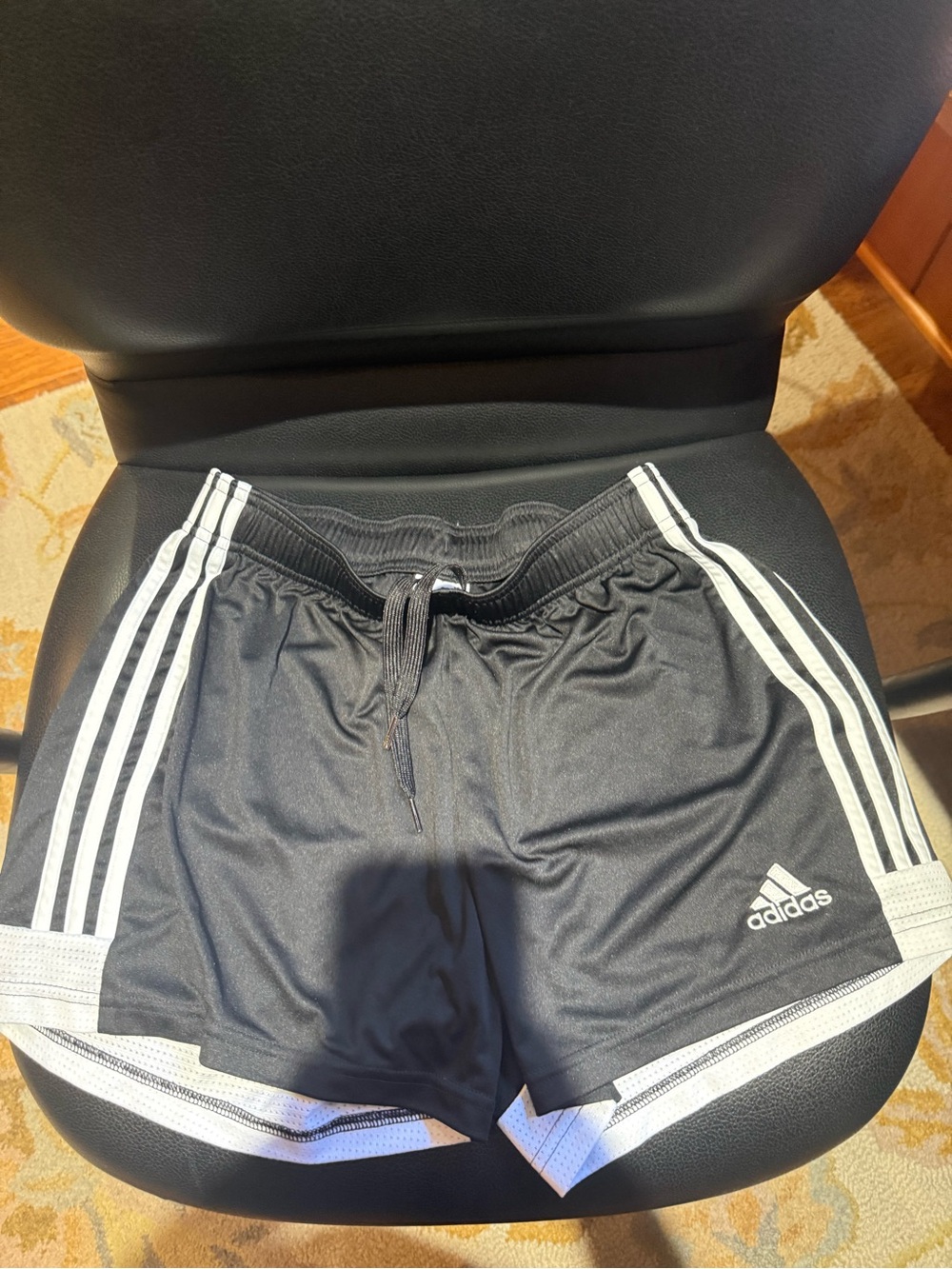 adidas Black Athletic Shorts with White Stripes